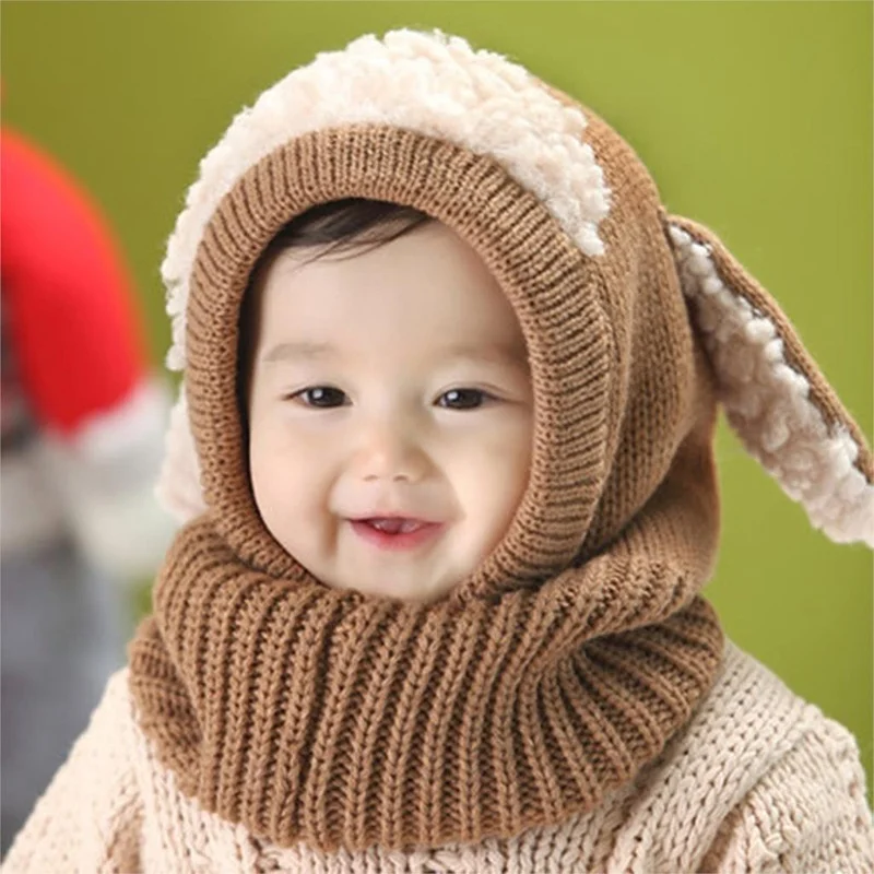 

Cute Baby One-piece Hood Toddler Kid Girl Boy Winter Warm Wool Lamb Hood Scarf Hat