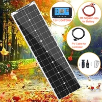 flexible solar panel kit 12v battery charger system for home car rv camping boat monocrystalline waterproof 12v 10a controller