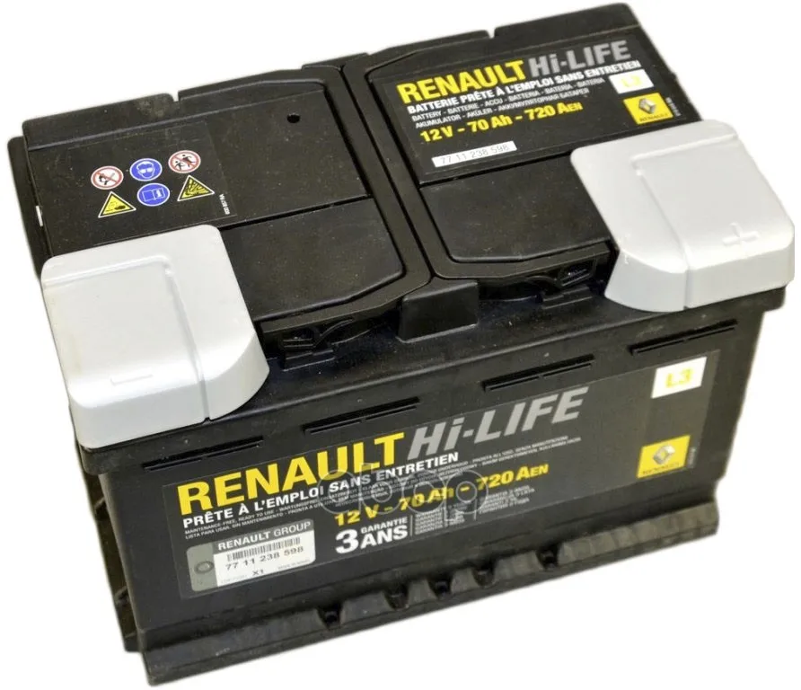Ren7711821598_аккумуляторная Батарея! L3 70ah/720a, Соответствует 7711238598 RENAULT арт. 7711821598