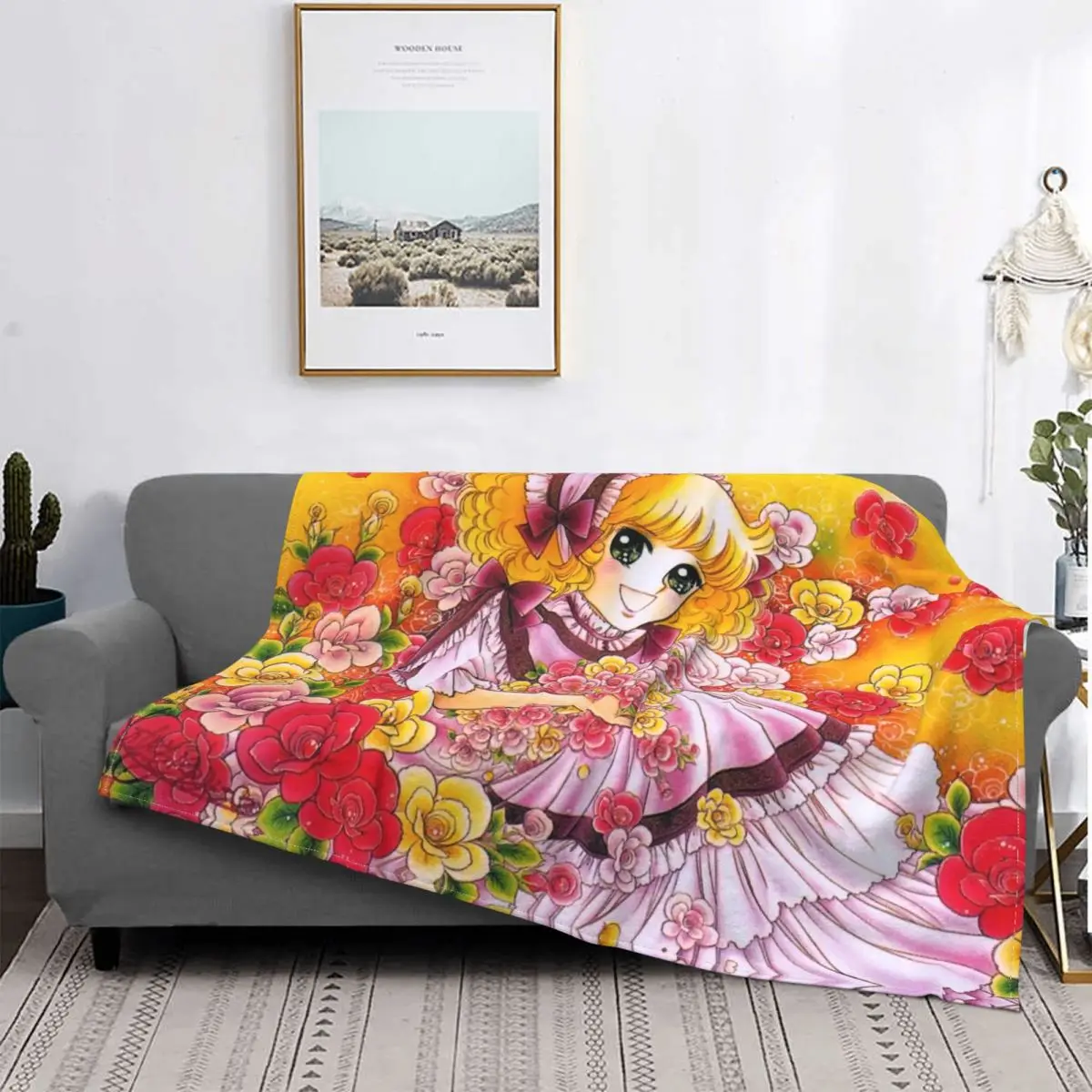 

Anime Candy Candy Blanket Kawaii Cute Girl Flowery Fuzzy Vintage Breathable Throw Blankets for Coverlet Spring Autumn 09