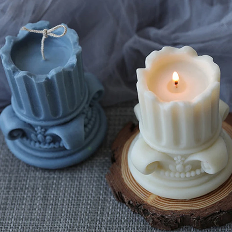 

European Style Retro Roman Column Candle Silicone Mold Handmade Aromatherapy Candle Making Mold DIY Home Decor Baking Molds