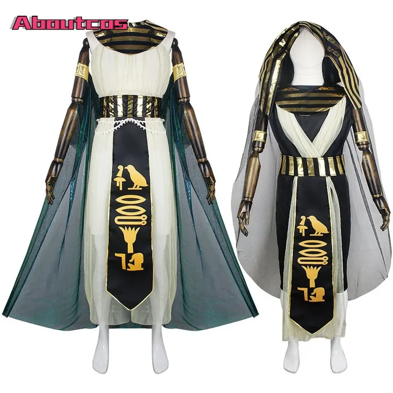 Aboutcos Men's Pharaoh Costume Cosplay Egypt Egyptian Outfits for Adult Women Halloween Costumes