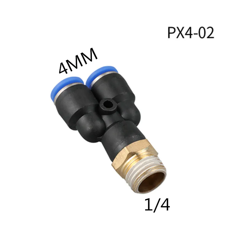 

Y-образный штуцер для труб, тройник, пневматические фитинги, быстрый соединитель PX4 6 8 10 12 мм, наружная резьба M5 "1/8" 1/4 "3/8" 1/2 ", соединитель bsp