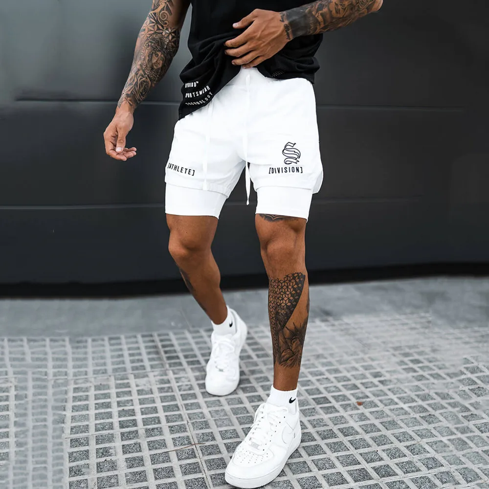 

2022 Double-Layer Shorts Men's Quick-Drying High-Elasticity But Knee-High Basketball Pants Breathable Running Shorts Tide Brand