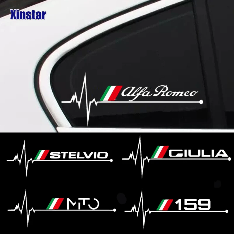 

2Pcs Car Vinyl Sport Stickers Decals For Alfa Romeo Giulia Giulietta 159 156 MITO Stelvio 147 Sportiva Auto Accessories