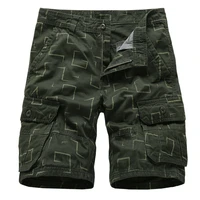 outdoor cargo shorts summer daily jean shorts irregular printing safari style cotton knee length pants men casual shorts
