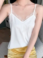 2022 summer womens tank top lace camis v neck satin silk sleeveless loose sexy bottoming shirt inside wears women vest crop top