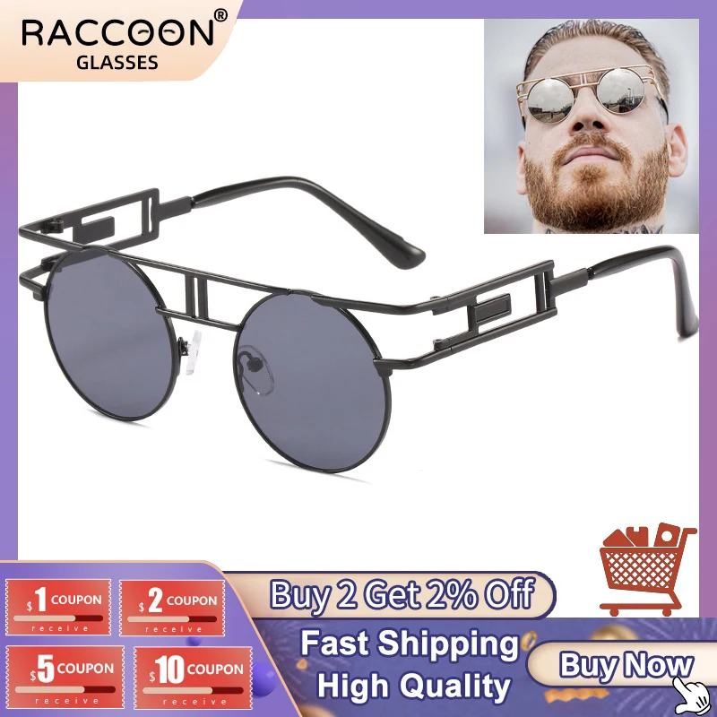

Gold Gothic Steampunk Small Round Vintage Sunglasses Men Women Unisex Mirror Metal Sun Glasses Punk Eyewear Retro Uv400 Shades