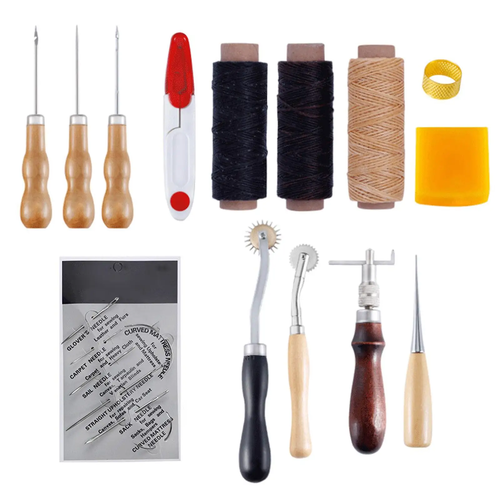 

Набор инструментов для кожи 14 шт., иглы для ручного шитья, вощеная Шило, обивка, ковры, инструменты для работы с кожей и холстом «сделай сам»