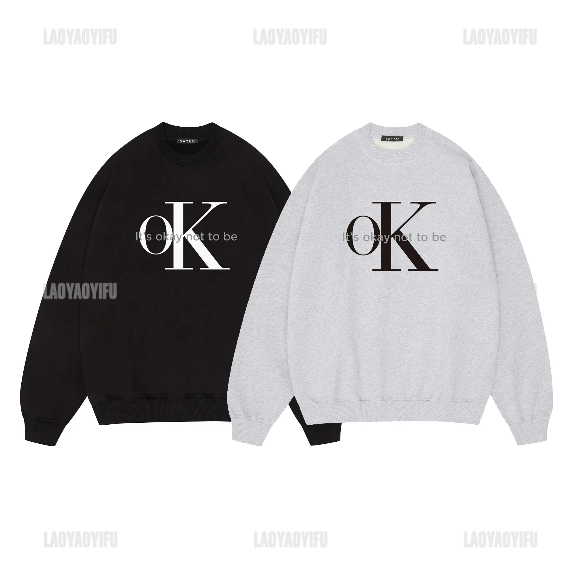 Толстовка SAYKO It's OK с принтом со слоганом в стиле Харадзюку уличная одежда ретро