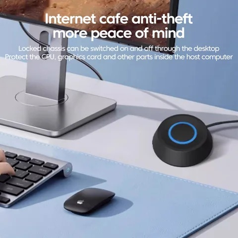 1,8 м переключатель для настольного компьютера, голубой, Стандартный, для материнской платы ПК, внешняя кнопка запуска питания, Удлинительный шнур, круглый переключатель запуска