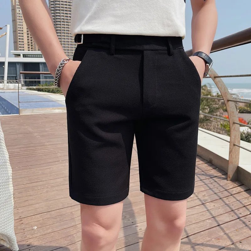 Versatile Summer Men's Shorts, Business Fashion Casual Capris, Slim Fit, Solid Color, New 2023