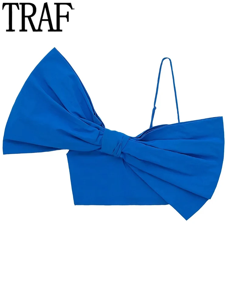 

Топ женский Асимметричный плиссированный с бантом, с открытой спиной