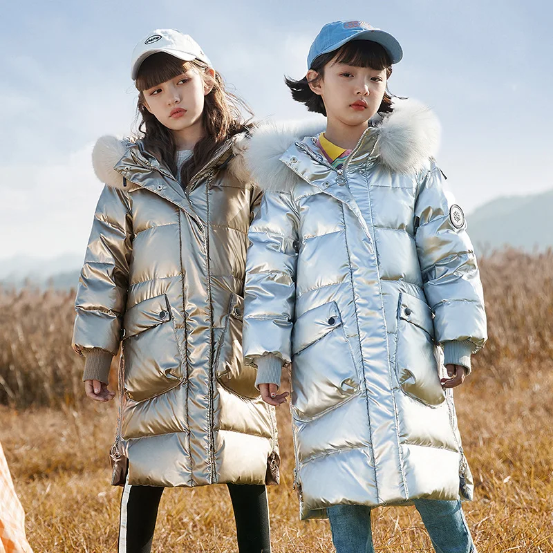 

2022 Winter Long Coat White Duck Down Jacket For Boys Girls Children's Clothes Thickened Outerwear Infant With 4-16y Parka Kids