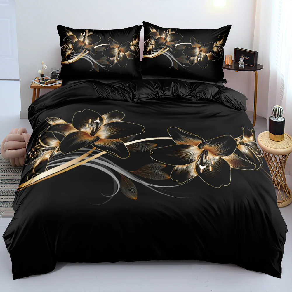 

Classic Duvet Cover Sets Flower Blue Gold King,Queen,Full,Twin Double Quilt Covers Pillowcases Bed Linens Bedding Set 260x220cm