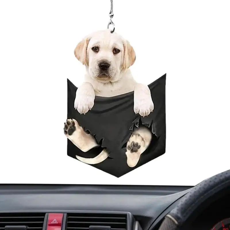 

Подвеска для автомобиля, 2D акриловая искусственная кожа, украшение для интерьера автомобиля, подвеска в виде милой собаки для автомобильного зеркала заднего вида