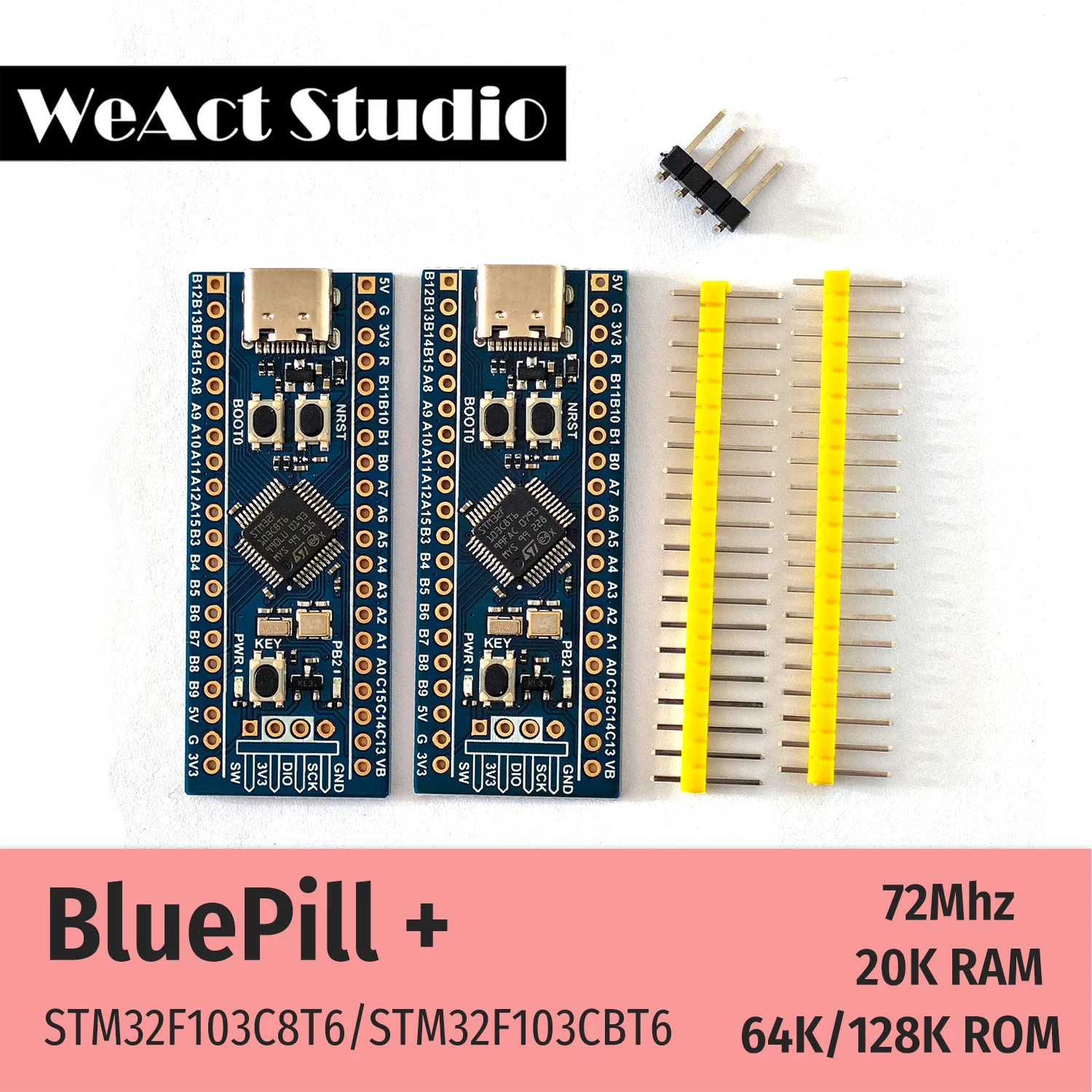 Плата макетная WeAct STM32F103C8T6 STM32F103CBT6 STM32F103 STM32F1 Bluepill Plus ARM STM32