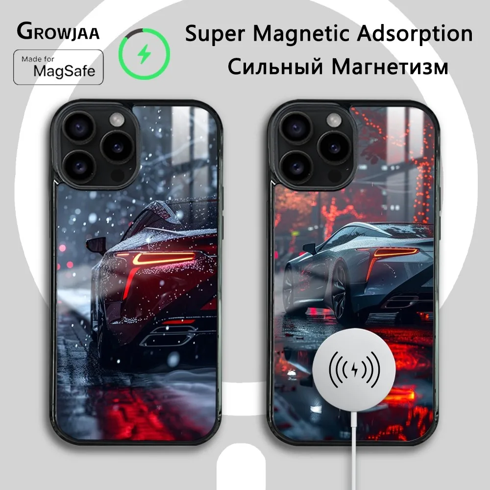 Роскошный автомобильный чехол для телефона L-Lexus-s iPhone 16 15 14 13 12 11 Pro Max Plus Mini Magsafe Mirror