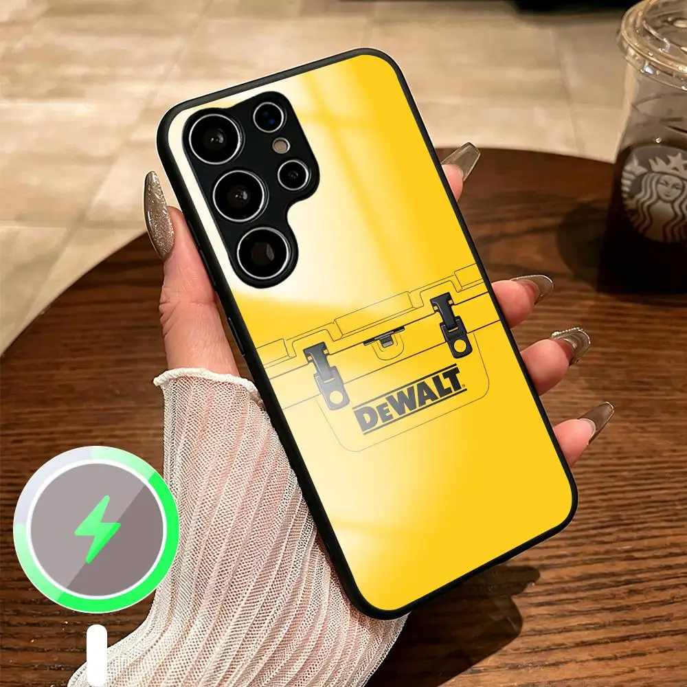 Фото Модный стильный чехол DeWalt для Samsung S26 S25 S24 S23 S22 S21 Plus Ultra Fold A, стеклянный магнитный чехол №4