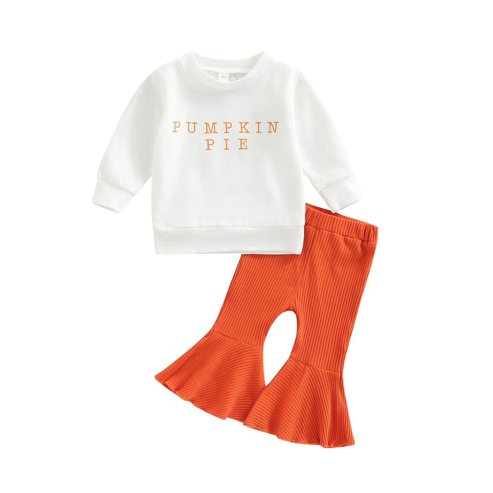 2022-06-13 Lioraitiin 0-3Years Baby Girl Pants Set Halloween Letters Long Sleeve Sweater Tops High Waist Flared Trousers