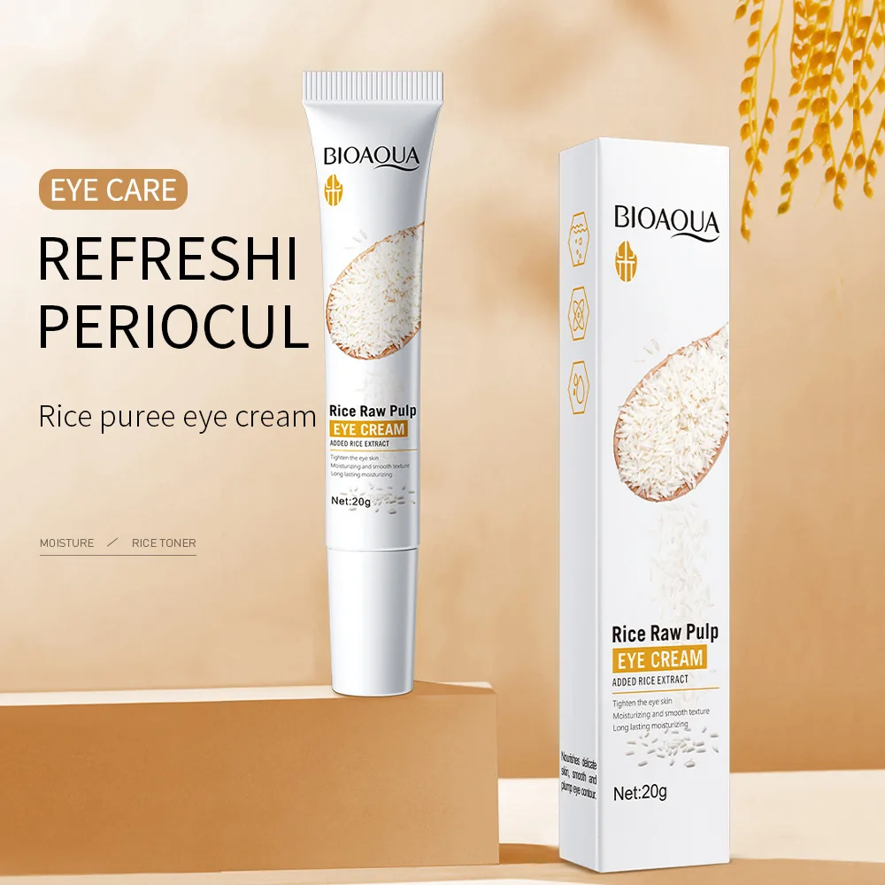 

BIOAOUA Rice Eye Cream Remove Dark Circles Bags Puffiness Under Eyes Anti Winkle Firming Anti-Aging Eye Skin Care