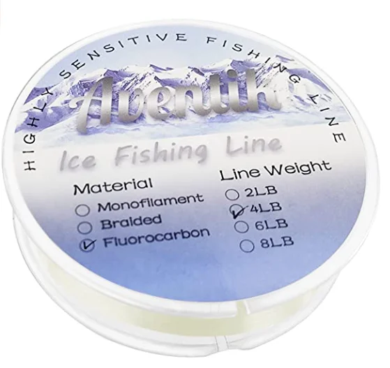 

Aventik 110Yards Ice Fishing Lines Fine Diameter High Strength Very Sensitive Sizes 3 Options Fluorocarbon Braided Monofilament