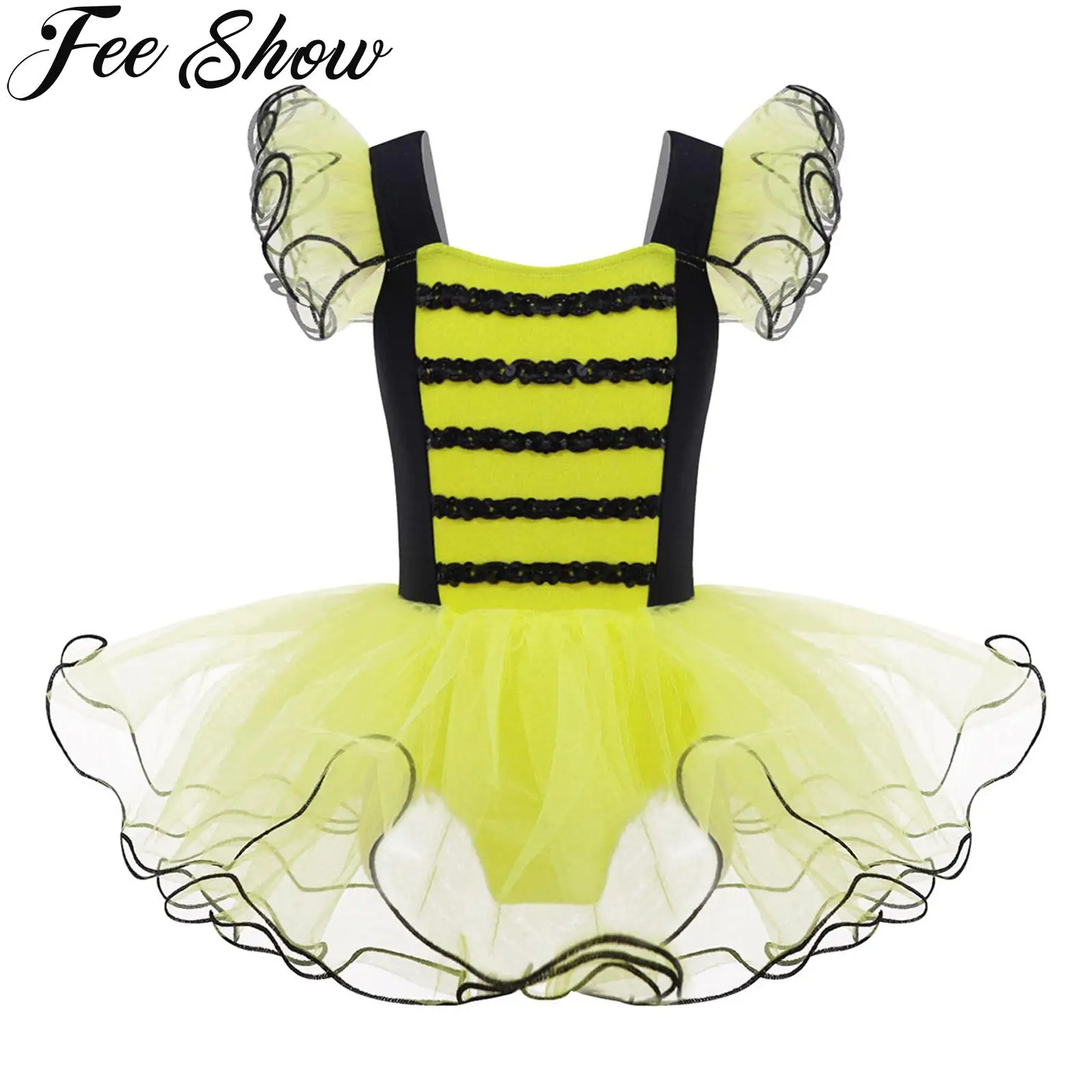 

Kids Children Bumble Honey Bee Fairy Dresses for Girls Halloween Purim Carnival Christmas New Year Party Fancy Dress Costume