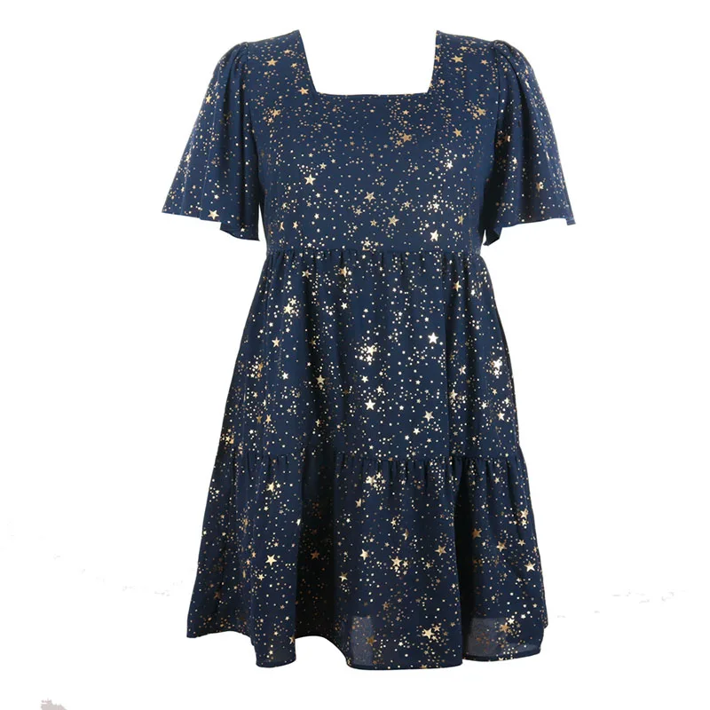 Plus Size Summer Dresses Women 2023 Elegant Square Collar Floral Puff Sleeve Party Dress Casual Ladies Boho Midi Dress Sundress