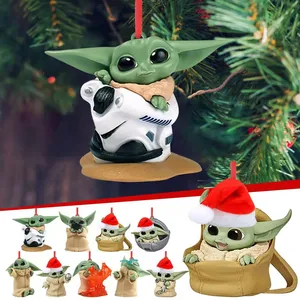 Милые рождественские украшения Baby Yoda, периферийная модель из фильма «Звездные войны», украшение для куклы, рождественская елка, мультяшный кулон, подарок для детей