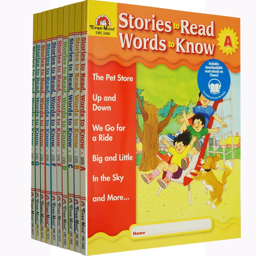 10 Books/Set Stories To Read Words to Know Collection A-J Books English Reading Vocabulary Textbook Workbook Age 4-9