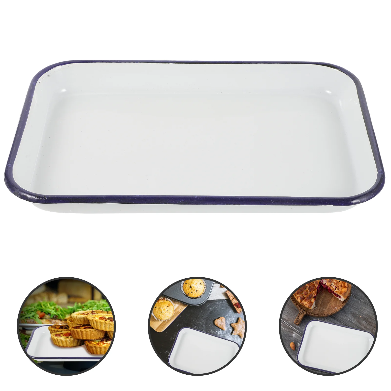

Household Food-grade Enamel Baking Pan Reusable Washable Multifunctional Baking Pan Wear-resistant Oven Tray Kitchen Supply