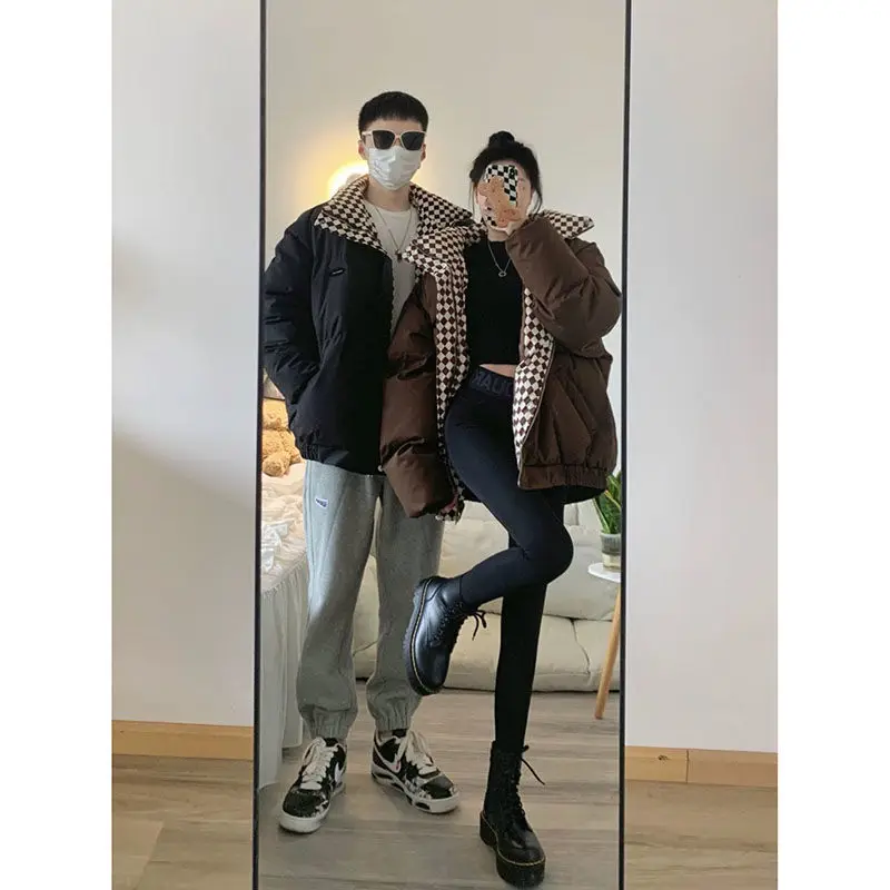 Couples wear cotton clothes women's winter 2022 new loose and lazy style design sense niche small thick cotton clothes