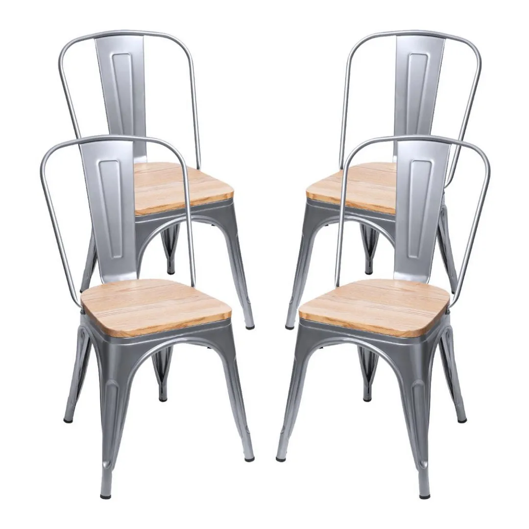 Комплект из 4 стульев сиденье натурального дерева Talix |