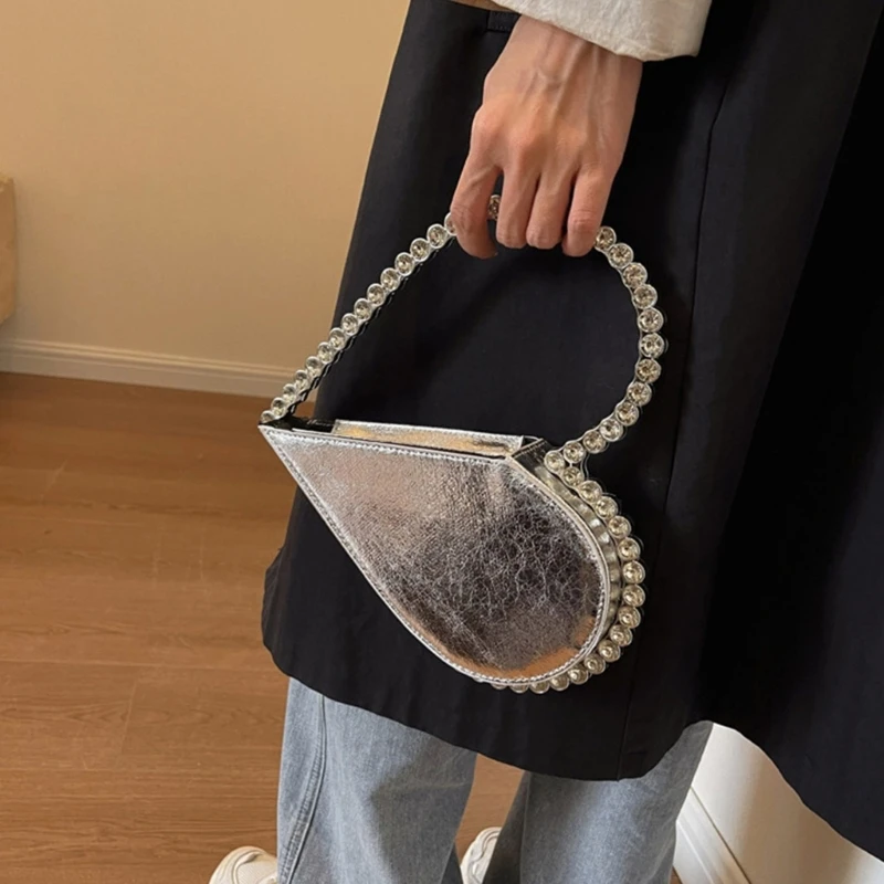 Женский элегантный вечерний клатч в форме сердца со стразами вечерняя сумка