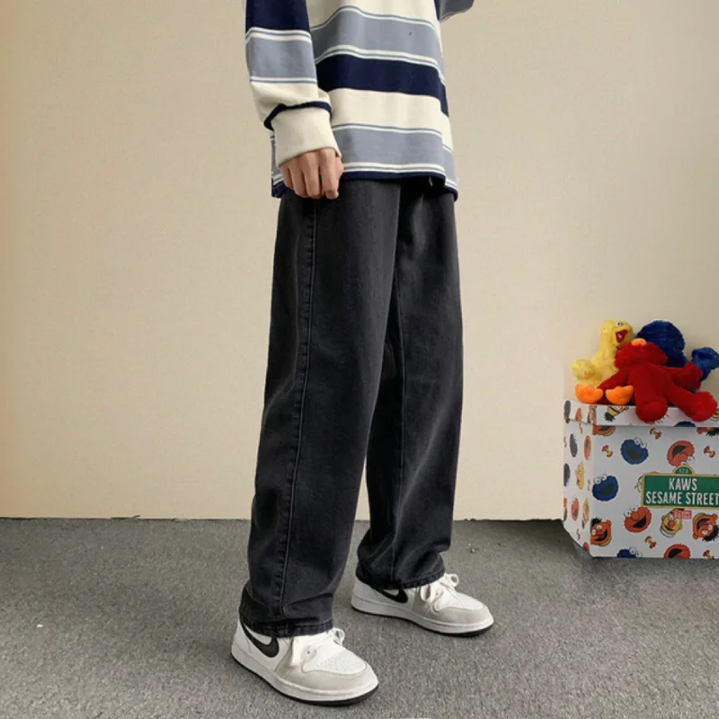 

Универсальные модные мешковатые мужские корейские весенние брюки свободные широкие джинсы осенние брюки прямые Студенческие Брюки для мальчиков
