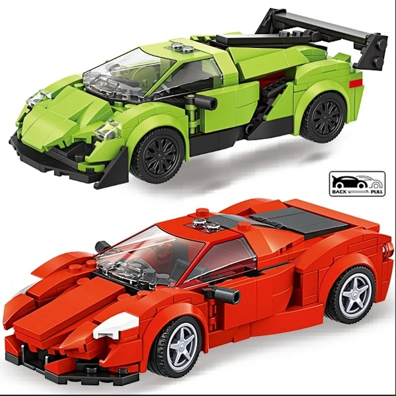 

Модель спортивного автомобиля MOC Super Racing, строительный блок, головоломка в сборе, игрушка для развития, интеллектуальный набор кирпичей, игр...