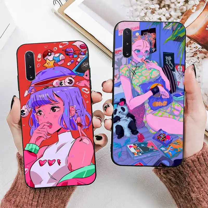 

Japanese Anime Illustration Girl Phone Case for Samsung Note 5 7 8 9 10 20 pro plus lite ultra A21 12 72