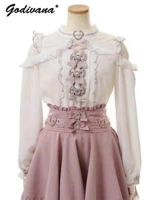 Рубашка в японском стиле для женщин весна-лето Милая Кружевная Сексуальная