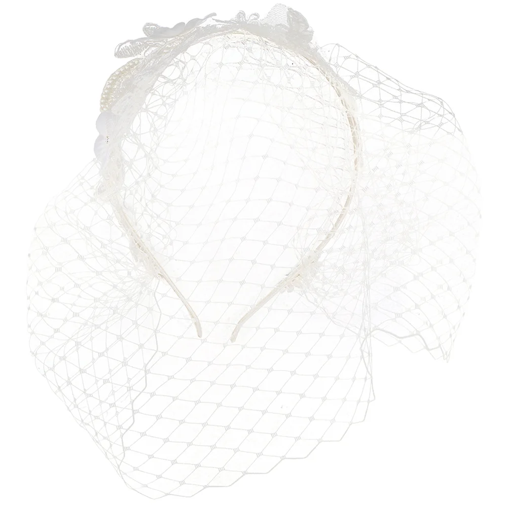 

Mesh Lace Headband Veil Fascinator Hats Women Rhinestone Dress Facinatiors Womens Tea Party White Make Hair Fascinators