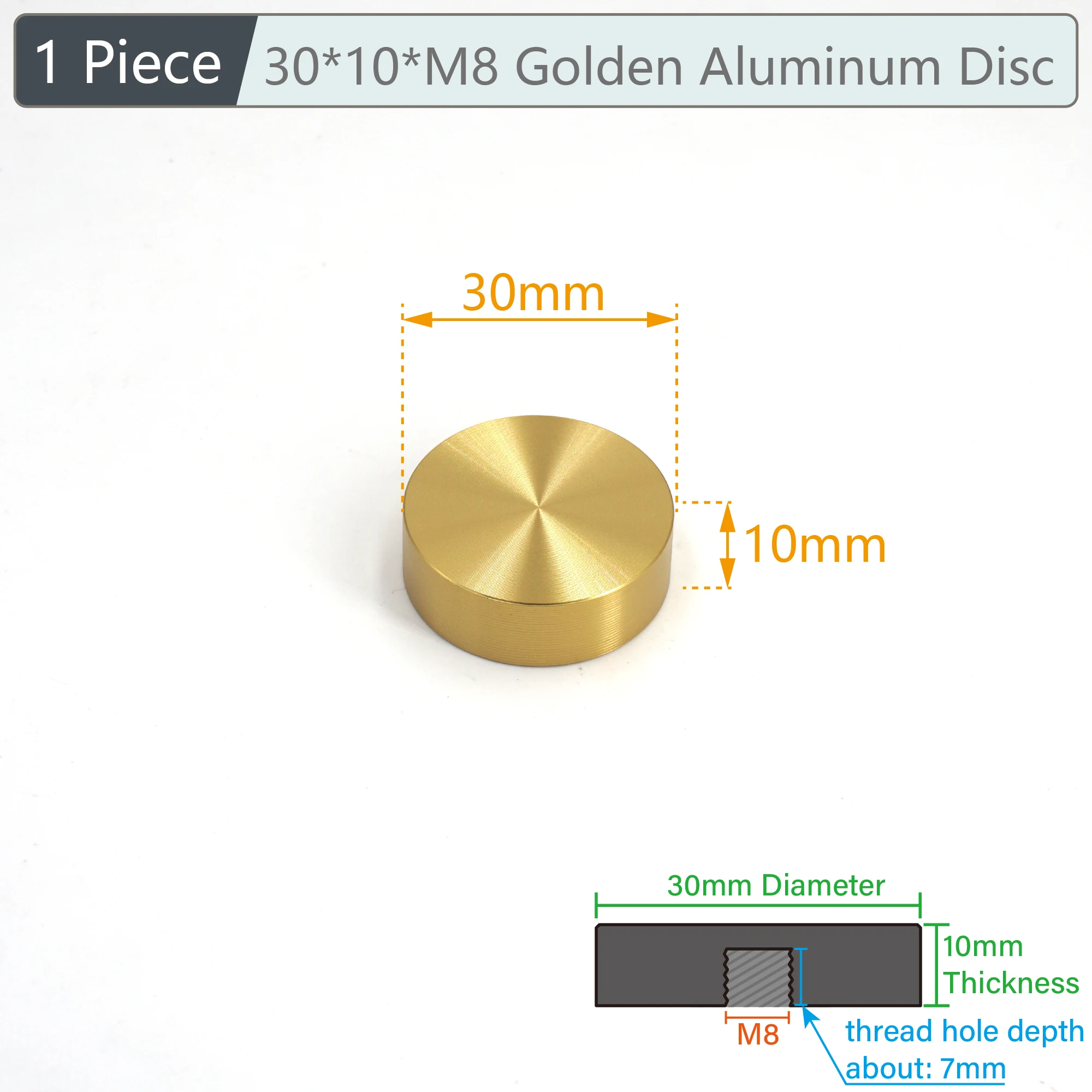 

Золотой алюминиевый адаптер для стекла M8