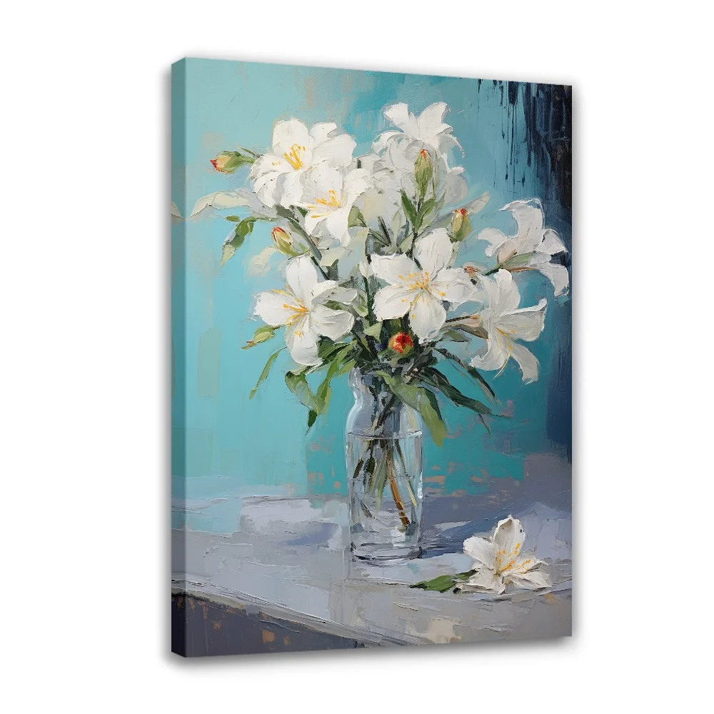 

Forbeauty Blossoming Lilies Spray Printing Canvas Painting Waterproof And Block Wall Art Oil Paintings Poster For Home Decor
