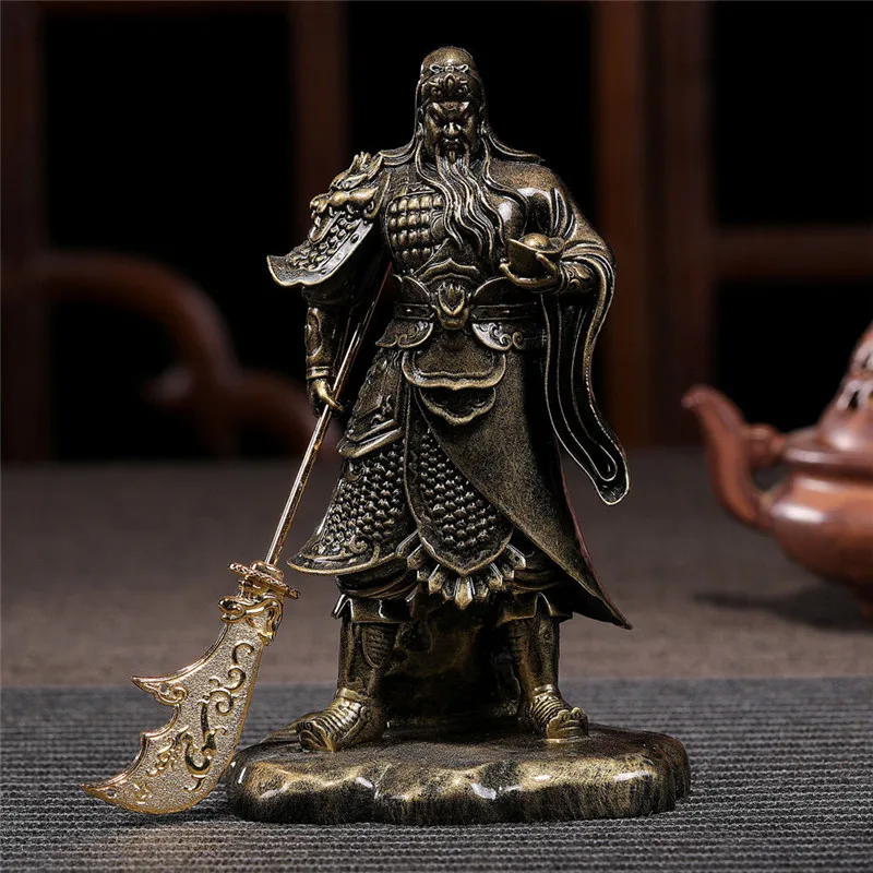 

Chinese Guan Gong Buddha Statue Bronze Color Ornaments Resin Crafts Feng Shui Big Budda Sculpture Figurines Home Decoration Room