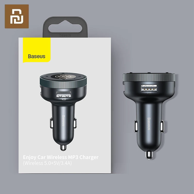 

Youpin FM Transmitter Modulator Car Bluetooth 5.0 Handsfree Aux Adapter 3.4A Dual USB Car Charger MP3 Player Radio Transmitter