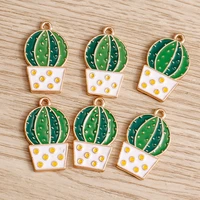 10pcs 1525mm cute enamel plant cactus charms pendants jewelry making diy necklaces earrings handmade bracelets accessories