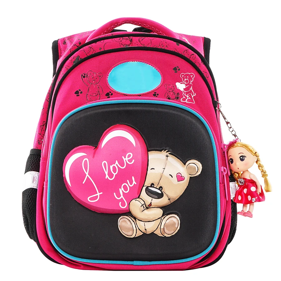 Kids Grade 1-3 Cartoon School Bags For 5-8 Years Girls Bear Pattern 3D Orthopedics Backpack Children SchoolBag Students Mochila