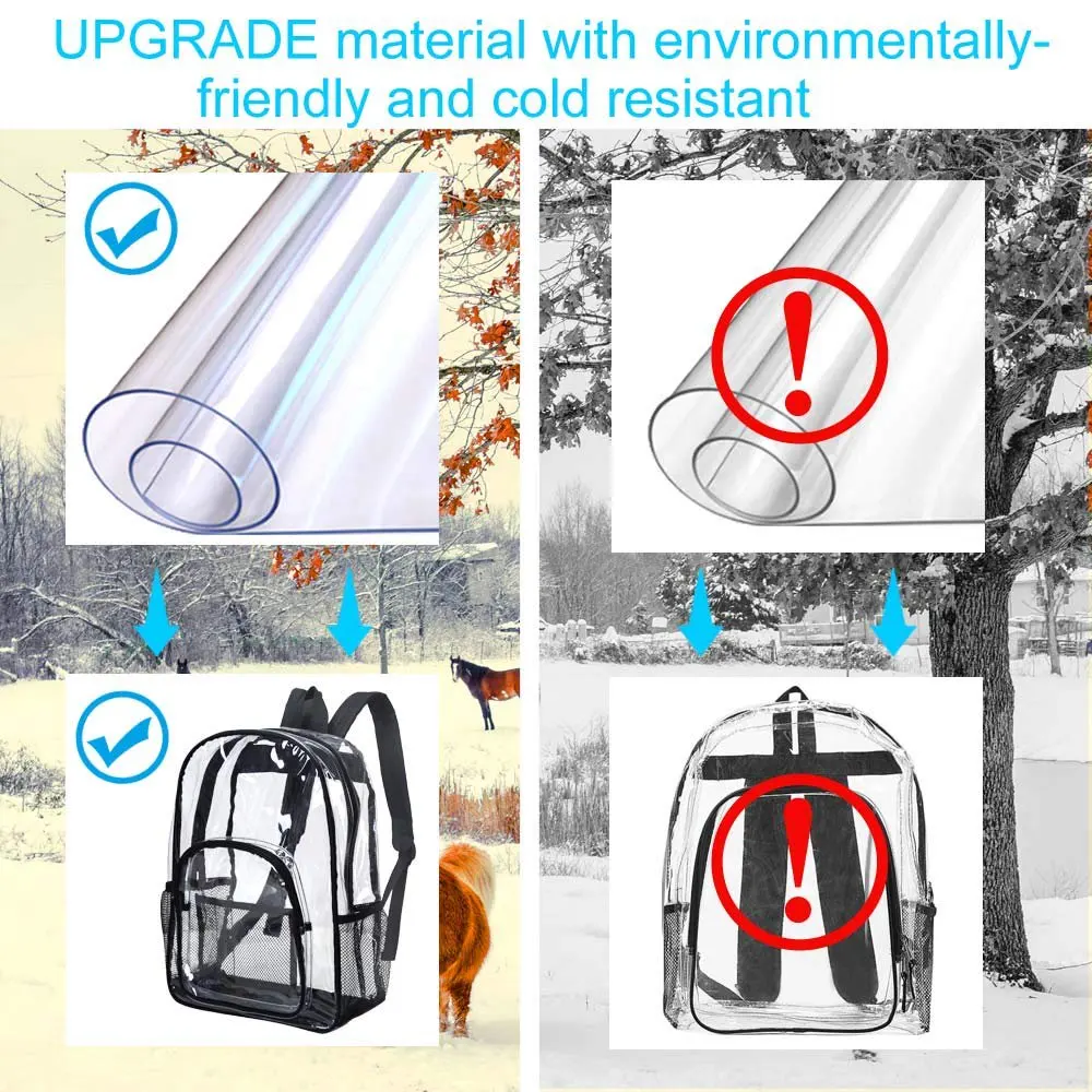 Clear Backpack, Heavy Duty Transparent Bookbag, See Through School Bag - Purple