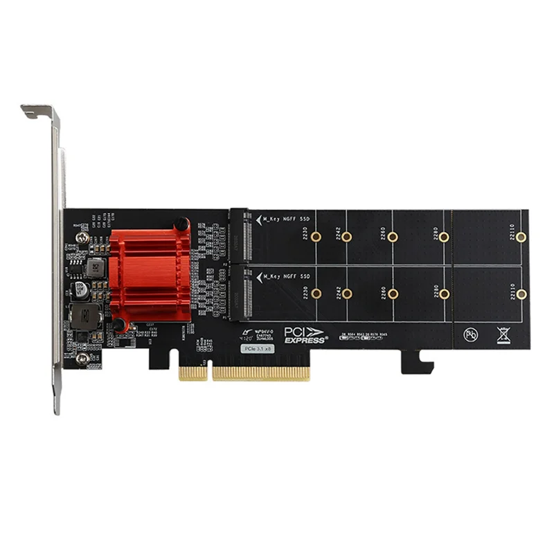 

PCIE3.1 X8 до Dual M.2 карта расширения жесткого диска ASM1812 чип поддерживает протокол NVME полная скорость расширения карты