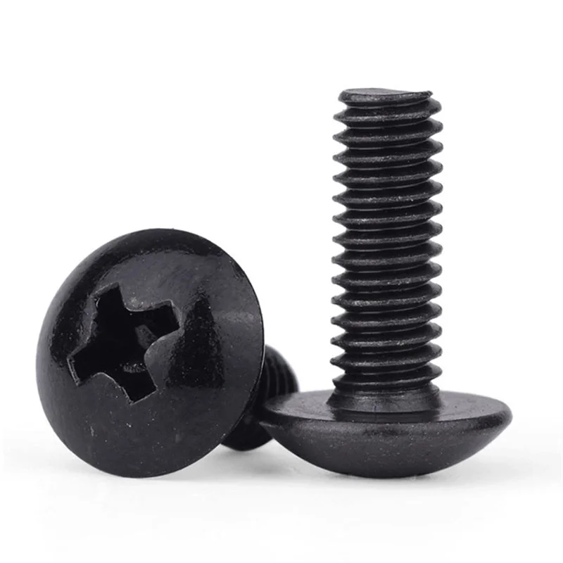 Фото DIVEDEER 10 ~ 100 шт. M2 M2.5 M3 M3.5 M4 M5 M6 с черным покрытием из электронной углеродистой стали с крестообразным шлицем и крестообразным шлицем, болт с грибовидной головкой №3