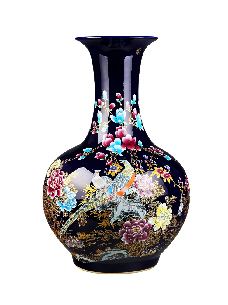 

Большая напольная ваза, керамическое украшение, большая гостиная, Цветочная композиция, современные украшения в китайском стиле для мебели