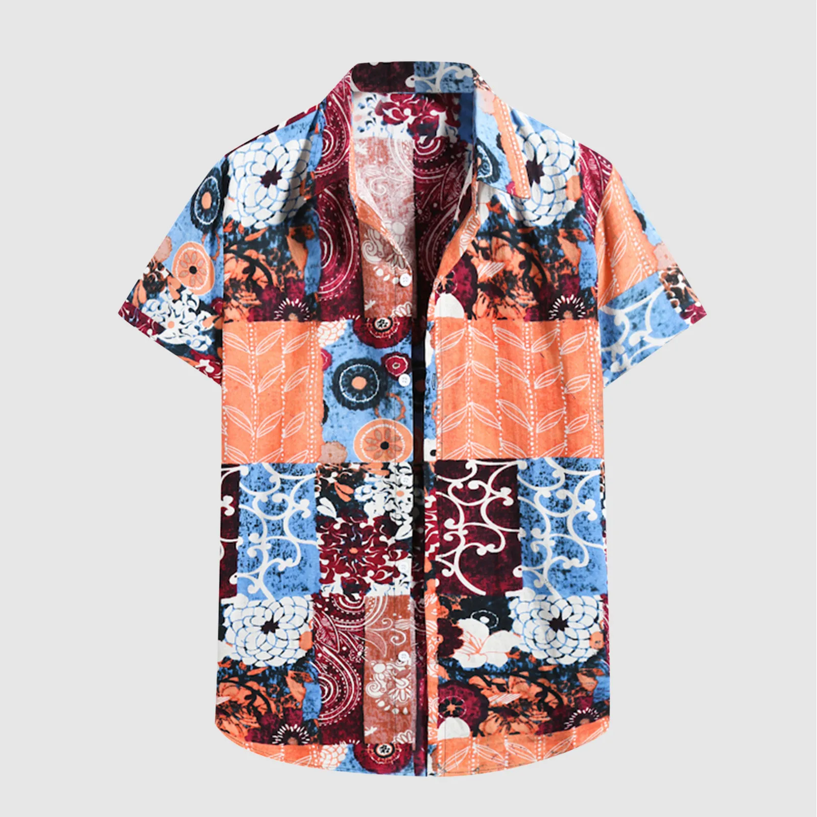 

Sleeve Shirt Men's Turn-Down Collar Hawaiian Short Casual Print Harjauku Social dress shirt Cardigan Blouses Men's Clothes